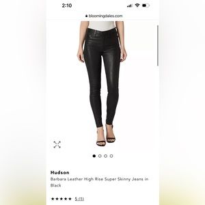 Hudson Barbara high rise super skinny in lamb leather 25 NWT